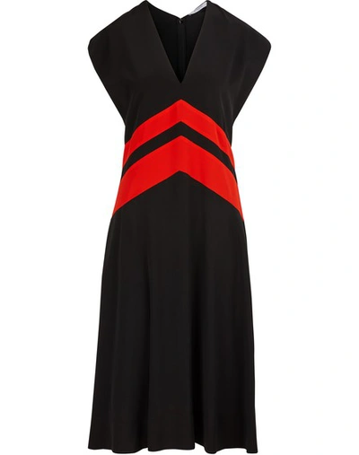 Givenchy Striped Silk Crepe De Chine Midi Dress In Black
