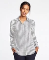 ANN TAYLOR STRIPE TIPPED BUTTON DOWN BLOUSE,493197