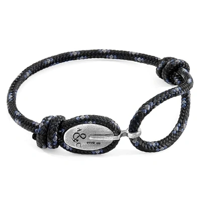 Anchor & Crew Black London Silver & Rope Bracelet