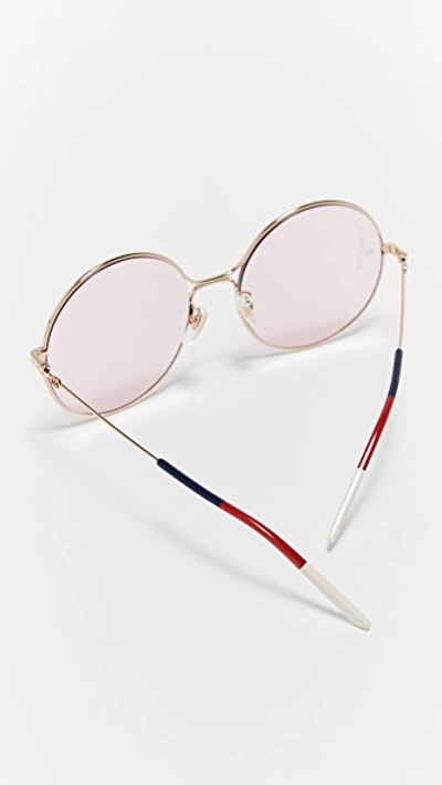 Gucci 80's Inspired Round Shape Sunglasses In Gold/pink
