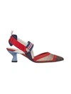 Fendi Colibrì Logo-print Mesh And Rubber Slingback Pumps In Tabacco Multi