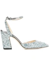 JIMMY CHOO MICKY 85 GLITTER PUMPS