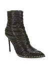 ALEXANDER WANG Eri Studded Ruched Leather Stiletto Booties