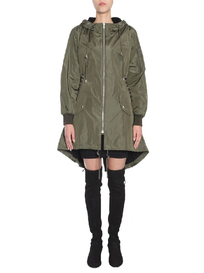 Moschino Parka With Lace-up Detail In Military Green