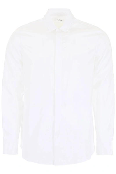 Valentino Rockstud-collar Cotton Shirt In Bianco (white)