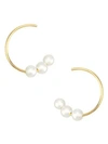 ZOË CHICCO 14K YELLOW GOLD & 4MM WHITE FRESHWATER PEARL OPEN CIRCLE EARRINGS,400010452276