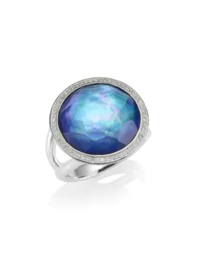 Ippolita Small Stud Earrings In Sterling Silver With Diamonds In Lapis Triplet