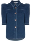 SEE BY CHLOÉ BUTTON DOWN PUFF SLEEVE DENIM BLOUSE