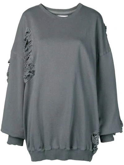 Almaz Oversized Distressed Sweatshirt In Grey