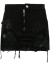 ALMAZ DENIM AND LACE MINI SKIRT