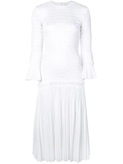 Khaite Ruched Midi Dress In White