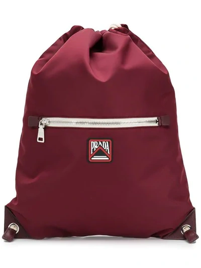 Prada Drawstring Fastening Red Nylon Backpack