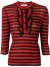 PHILOSOPHY DI LORENZO SERAFINI RUFFLE DETAIL STRIPED SWEATER