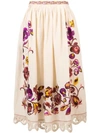 ULLA JOHNSON ULLA JOHNSON EMBROIDERED FLORAL FULL SKIRT - 大地色