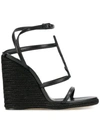 Saint Laurent Cassandra 110mm Wedge Sandals In Black
