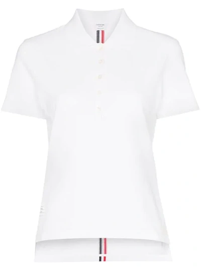 Thom Browne Signal Stripe Short Sleeve Polo Shirt In White