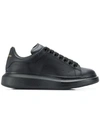 Alexander Mcqueen Black Sneakers With Logo Lettering On The Rear And Oversize Rubber Sole In Leather In Black