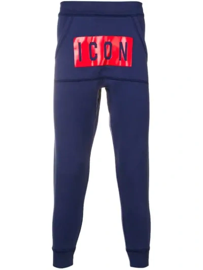 Dsquared2 Icon Print Cotton Jersey Sweatpants In Blue