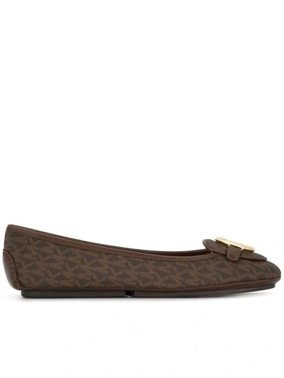 Michael Michael Kors Grained Ballerina Flats In Brown