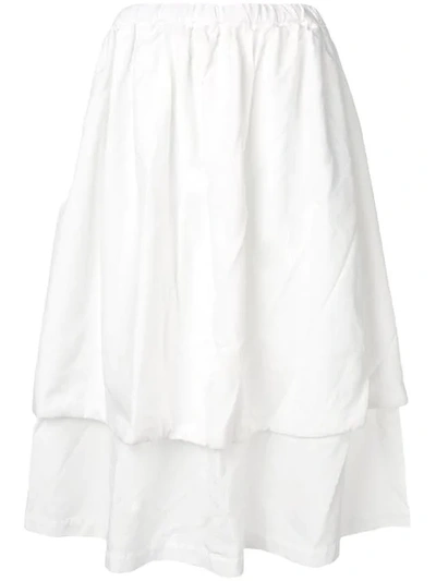 Comme Des Garçons Comme Des Garçons Layered Midi Skirt In White