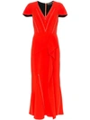 ROLAND MOURET BATES STRETCH V-NECK RUFFLE DETAIL DRESS