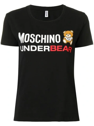 Moschino Logo Bear Printed T-shirt In Black