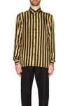 VERSACE VERSACE LOGO STRIPE SHIRT IN BLACK & GOLD,VSAC-MS73