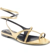 Saint Laurent Gia Open Sandals In Smooth Leather In Gold Leather