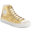 Saint Laurent 20mm Bedford Coated Canvas Hi Sneakers In Gold/ White