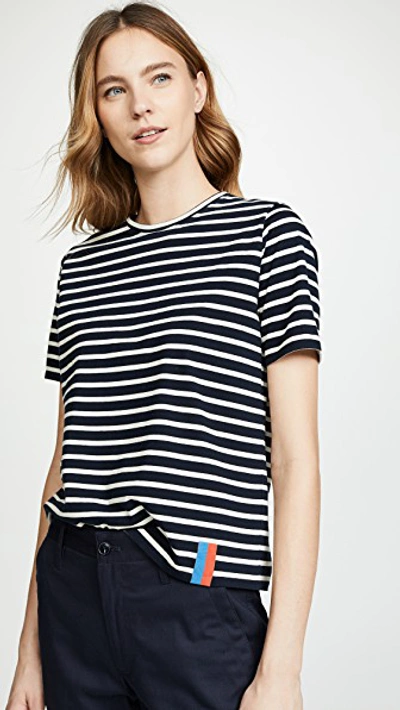 Kule The Modern Striped Short Sleeve Tee In Navy/cream