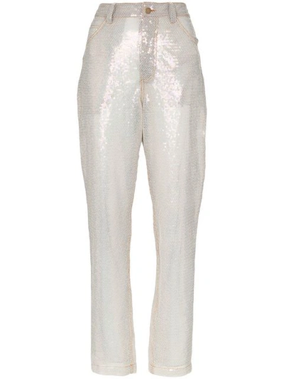 Ashish Sequin Embellished Boyfriend Jeans - 银色 In Metallic