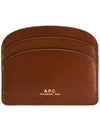 Apc A.p.c. Demi Lune Brown Leather Card Holder With Logo A.p.c. Woman In Brown
