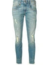 R13 R13 FADED SLIM FIT JEANS - BLUE
