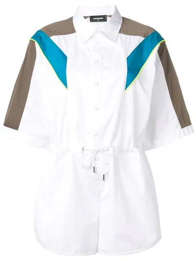 Dsquared2 Colourblock Panelled Playsuit In White