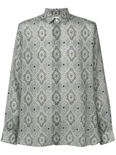 Saint Laurent Yves Paisley Printed Wool Shirt In Beige,black