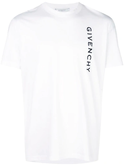 Givenchy Vertical Logo Print Cotton T Shirt In White
