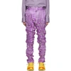 COMME DES GARÇONS HOMME DEUX COMME DES GARCONS HOMME PLUS PURPLE SILK SATIN STRIPE TROUSERS