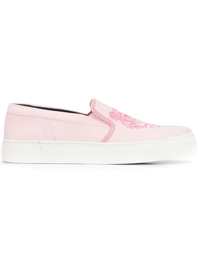 Kenzo Women's Embroidered Slip-on Platform Sneakers In Pink