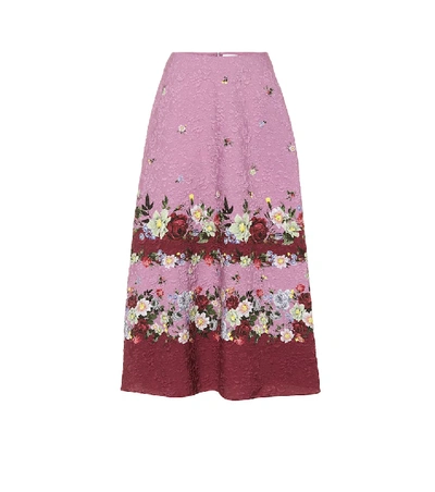 Erdem Tiana Matelassé Midi Skirt In Pink