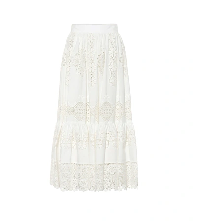 Dolce & Gabbana Embroidered Guipure-lace Cotton-blend Maxi Skirt In W0111 White