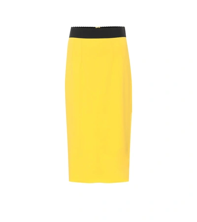 Dolce & Gabbana 绉纱铅笔半身裙 In Yellow