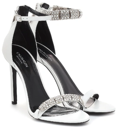 Calvin Klein 205w39nyc Camelle Diamond & Swarovski Embellished Sandals In Silver