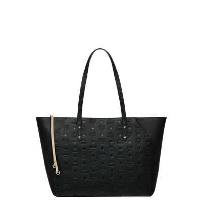 Mcm Klara Medium Monogrammed Leather Shopper Tote Bag In Black | Black