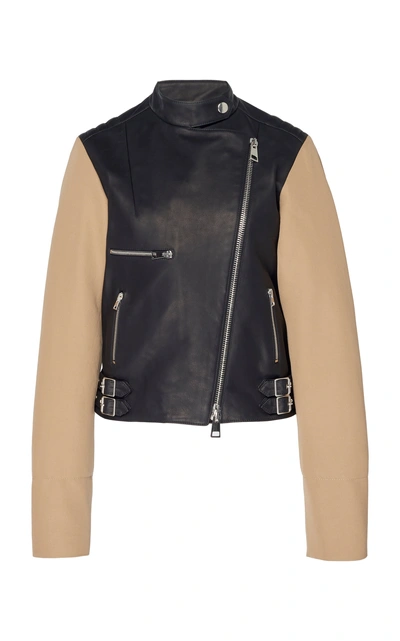 Victoria Beckham Two-tone Leather Biker Jacket In Multi