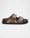 1774 Birkenstock Arizona Snake-embossed Dual-buckle Slide Sandals In Multi
