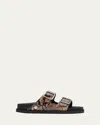 1774 Birkenstock Arizona Snakeskin Embossed Leather Buckle Slide Sandal In Natural Snake 1030003