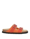 1774 Birkenstock Man Sandals Orange Size 9 Leather, Pvc - Polyvinyl Chloride