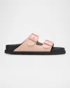 1774 Birkenstock Milano Raffia Dual-buckle Slide Sandals In Chintz Rose