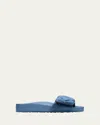 1774 Birkenstock Sylt Quilted Denim Slide Sandals In Faded Denim