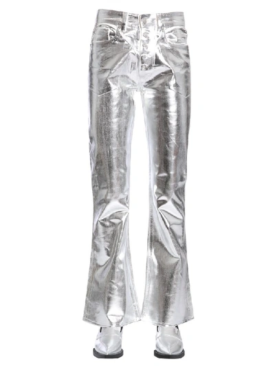 Mm6 Maison Margiela Jeans With Metallic Coating In Silver